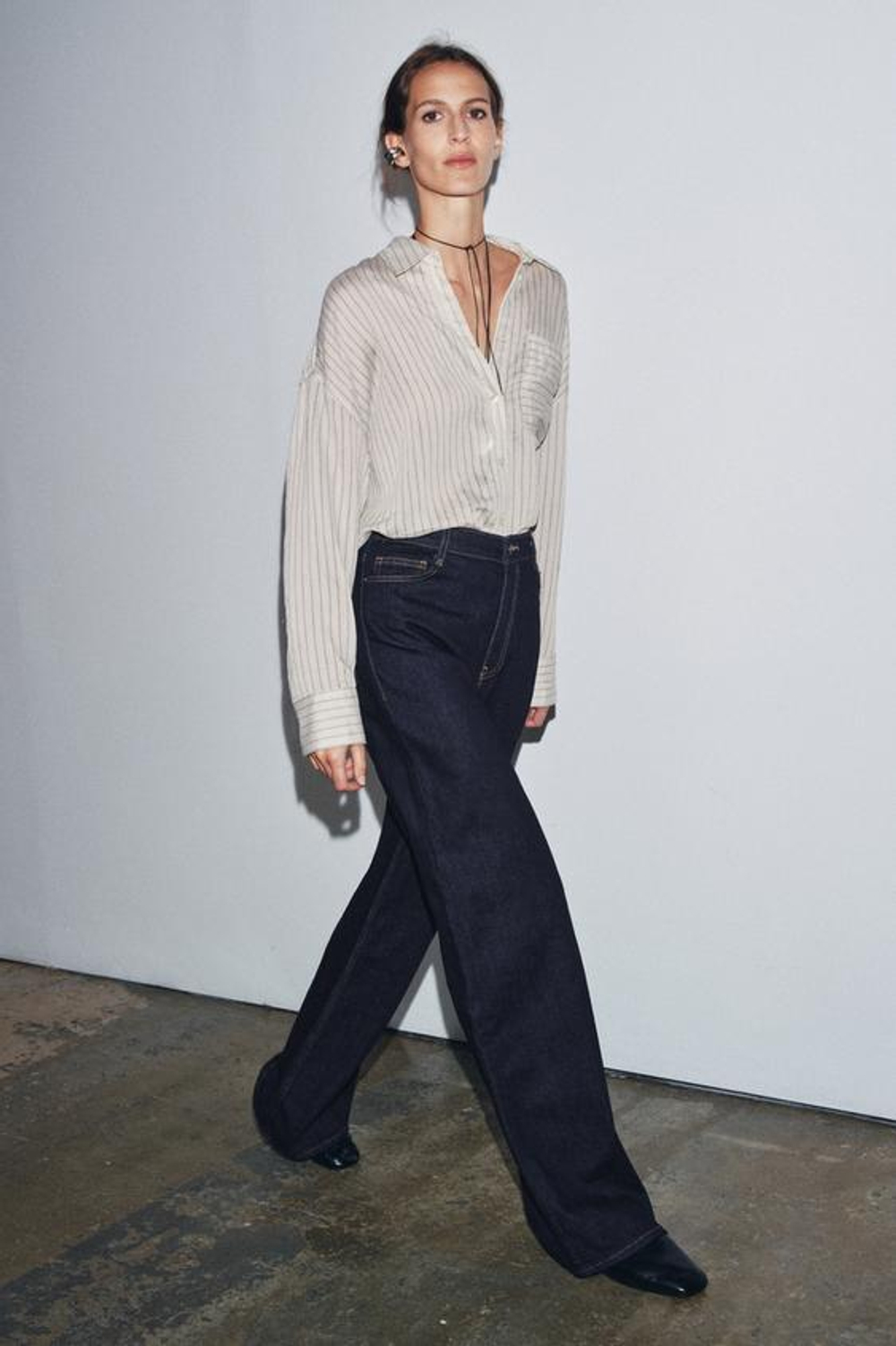 ZARA ДЖИНСЫ WIDE LEG С ВЫСОКОЙ ПОСАДКОЙ — ZW COLLECTION, СИНИЙ