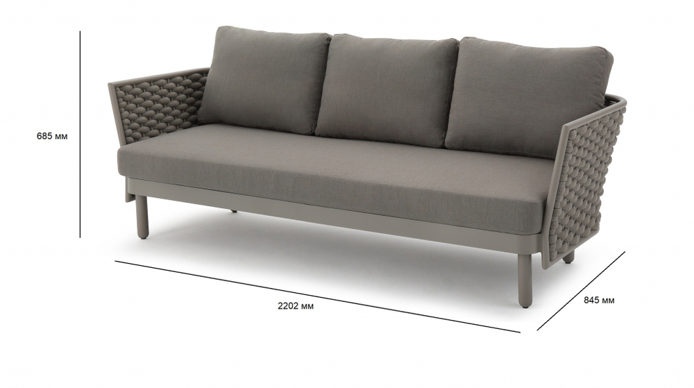 Диван плетеный трехместный Tagliamento Leon