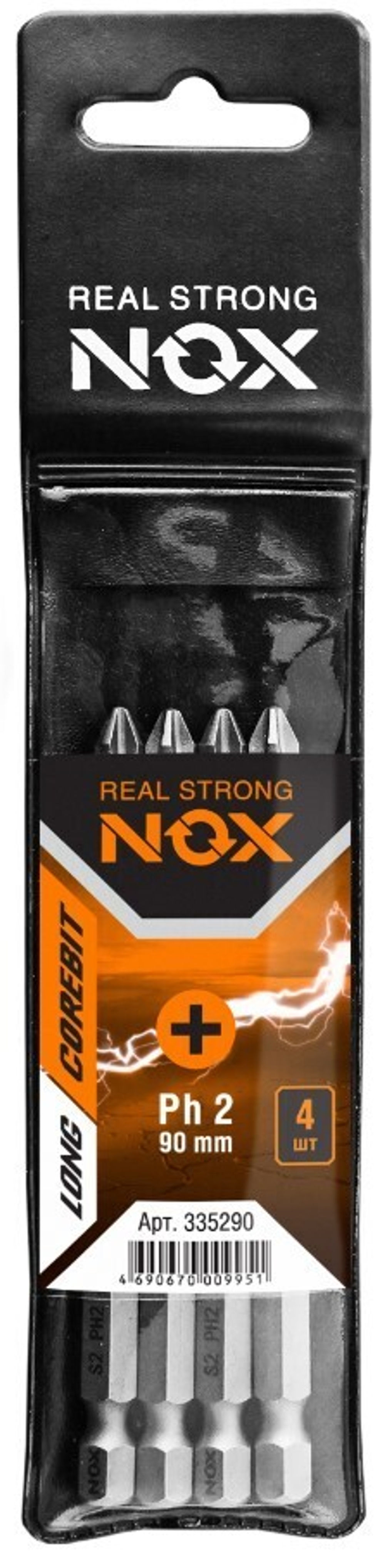 Бита PH 2х90мм 4шт ПВХ NOX COREBIT 335090-4