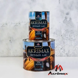 Лак яхтный алкидно-уретановый для дерева и металла AKRIMAX для наружных и внутренних работ, атмосферостойкий, глянцевый, бесцветный 1,7 кг
