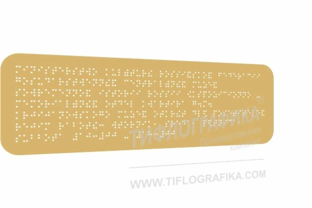 Тактильная табличка Брайлем 100х300 мм на ПВХ 3 мм, полноцветная