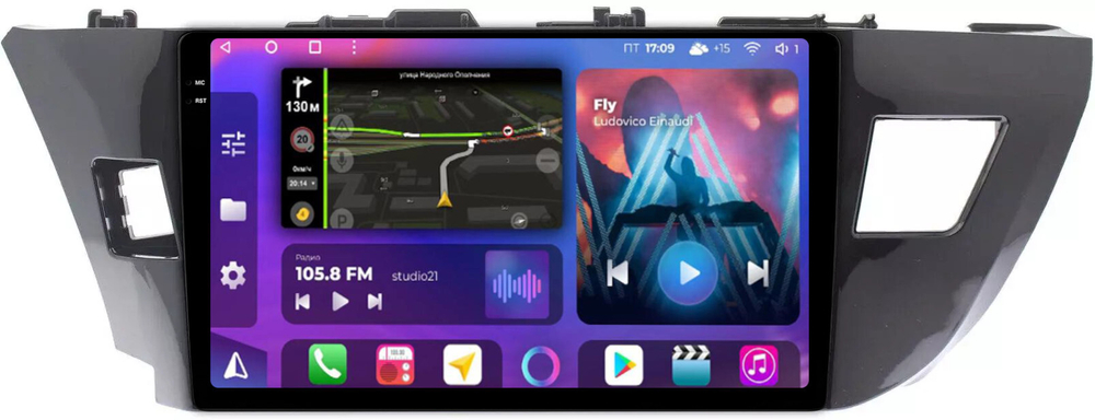 Магнитола для Toyota Corolla E180 2012-2016 - FarCar BM307M монитор 10.36" QLED на Android 14, TS10, 4+32Гб, CarPlay, 4G SIM-слот