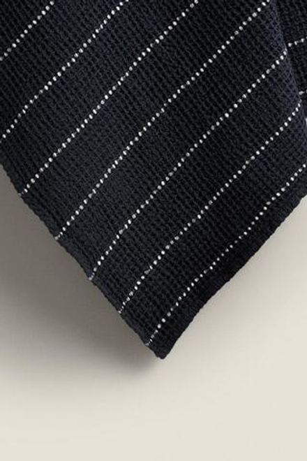 ZARA HOME ПОЛОСАТОЕ КУХОННОЕ ПОЛОТЕНЦЕ, СИНИЙ