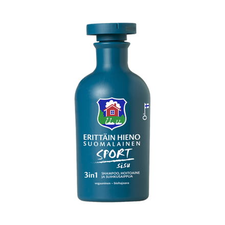 Финский шампунь Orkla Erittain Hieno Sport Sisu 3 in 1 - 300 мл., для ежедневного использования