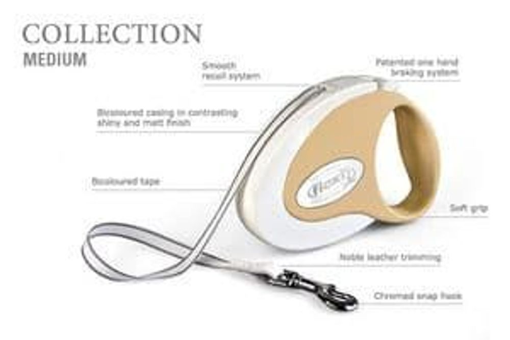 FLEXI рулетка Coffe Collection "Late Macchiato" M (до 25 кг) ремень 5 м светло-коричневая FLEXI рулетка Coffe Collection "Late Macchiato" M (до 25 кг) ремень 5 м светло-коричневая