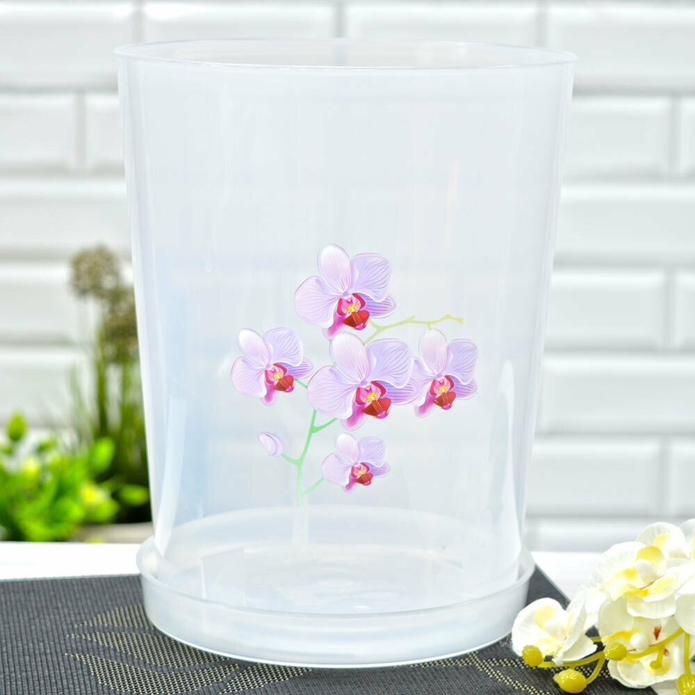Горшок для орхидеи Декор 3,5л с поддоном (прозрачный)