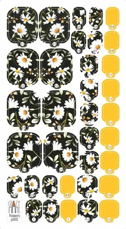 Пленка для педикюра Crazy Manic flowers p002