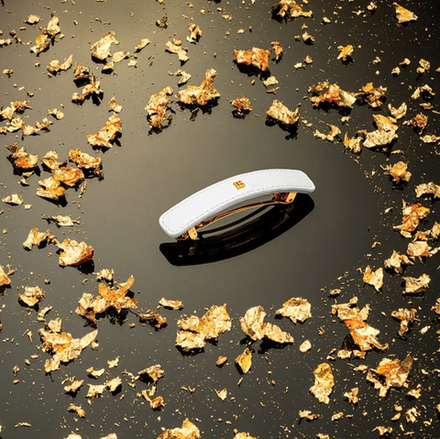 Balmain Hair Couture Заколка-автомат белая кожа с логотипом В Limited Edition White Leather Large Barrette FW24