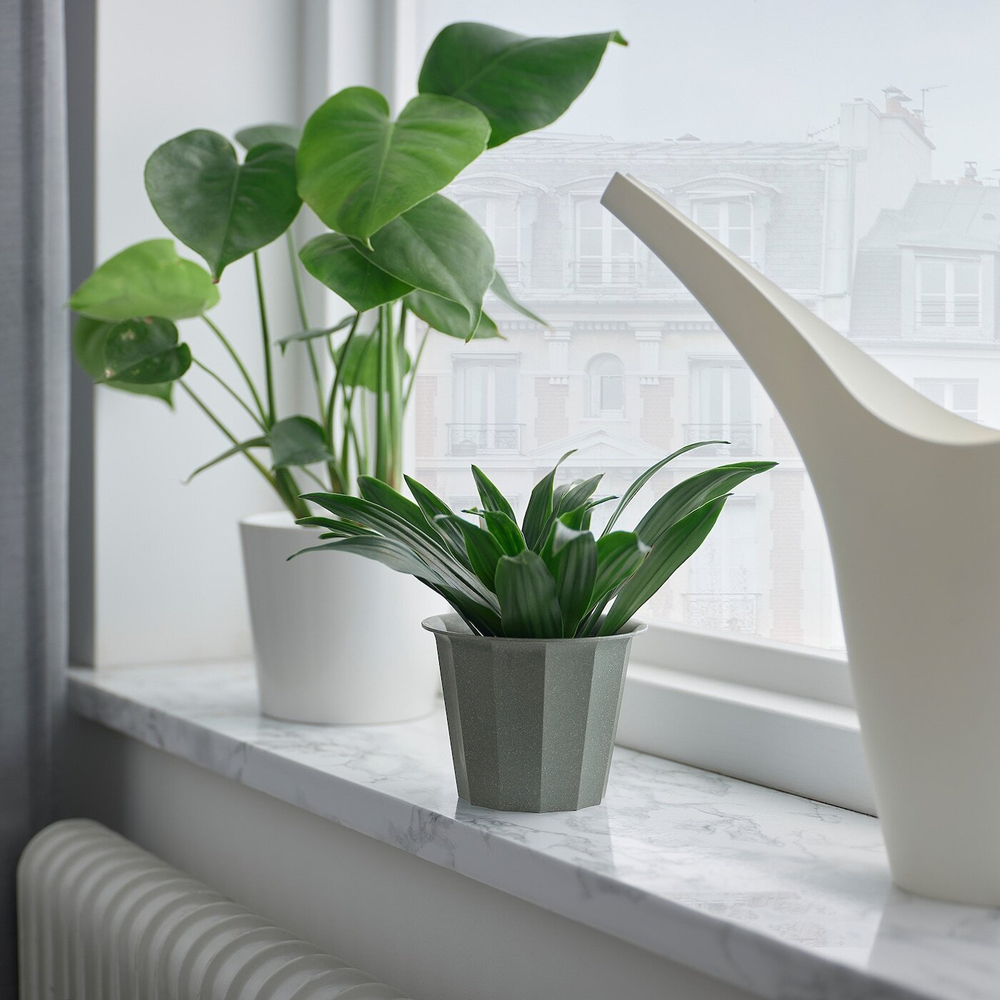 IKEA BUSKVERK  (ИКЕА БУСКВЕРК)  -  Крышка для цветочного горшка, серая, 9 см