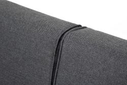 "Канны" левый модуль плетеный из роупа, каркас алюминий темно-серый (RAL7024) муар, роуп темно-серый круглый, ткань темно-серая 027