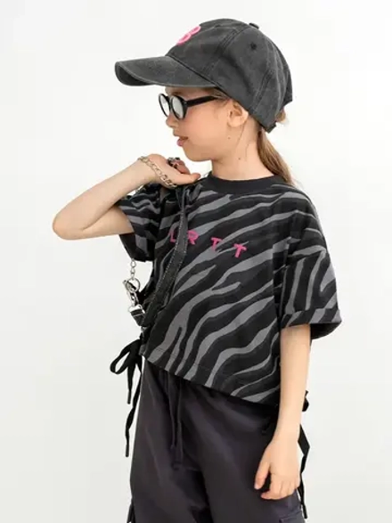 Футболка для девочки с принтом зебра