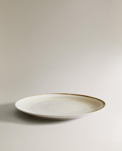 Zara Home блюдо сервировочное из каменной керамики, цвет бежевый, 32.7 см