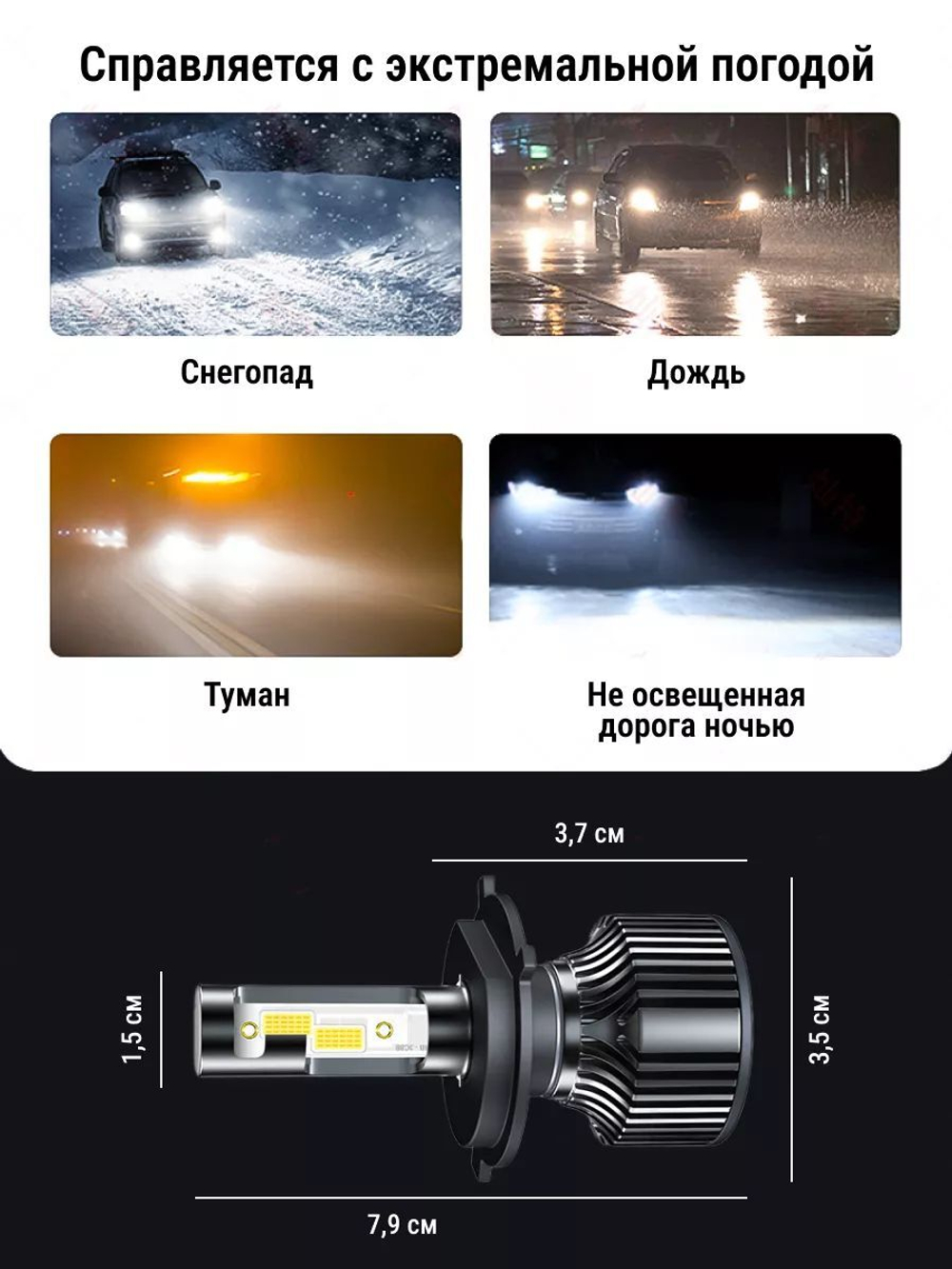 Лампа светодиодная автомобильная H7