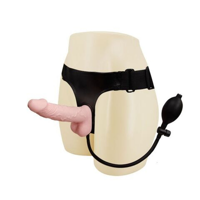 Страпон с расширением на трусиках (накачивается грушей) - 17,2 см. (Цвет: телесный)