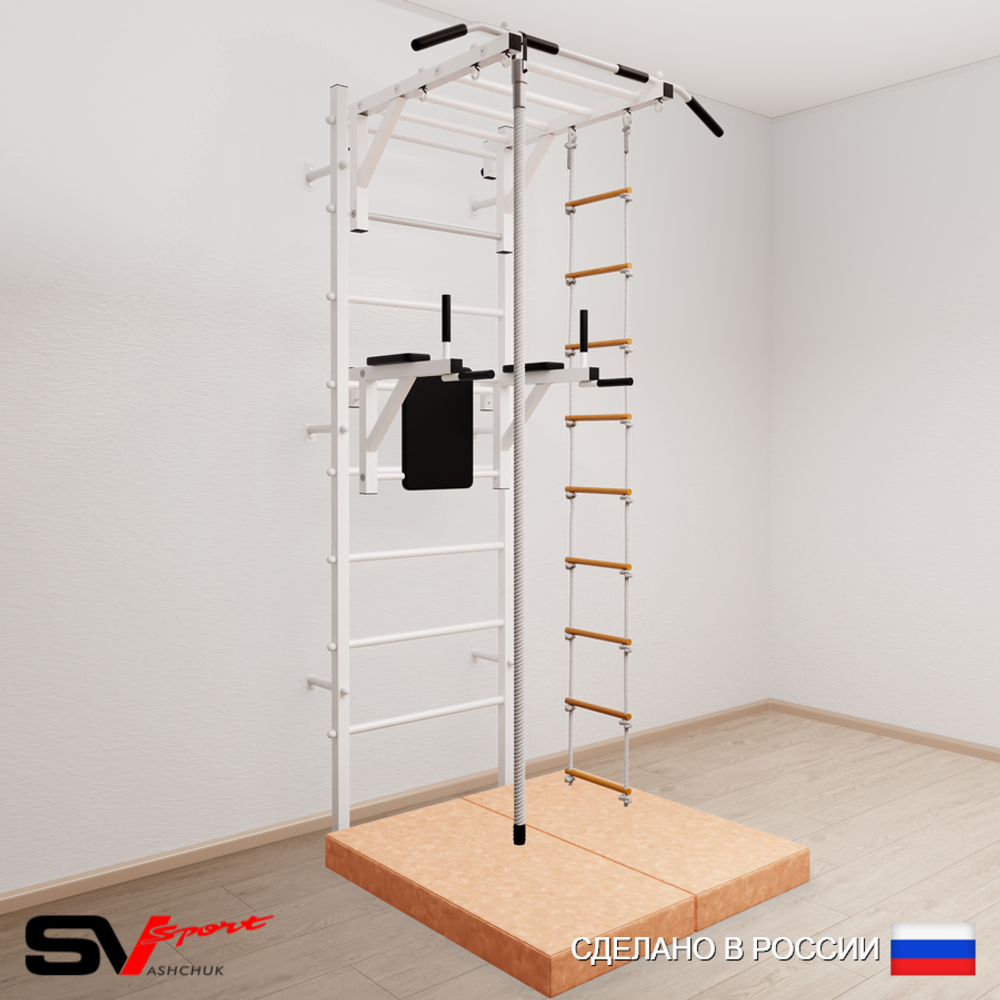 Шведская стенка Sv Sport 5454 (Турник рукоход/Брусья/Канат/Лестница/Мат 1м)
