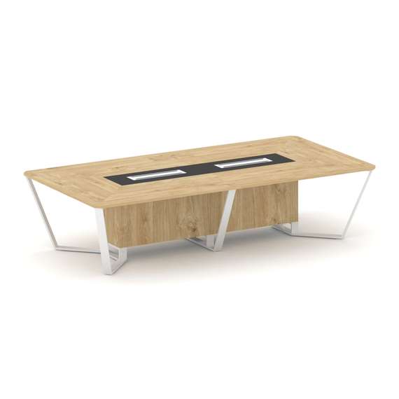 Steel Meet Стол переговорный прямоугольный KMK-PR.B.SP-12 Тиквуд Светлый/Графит Глянец/Металл Белый