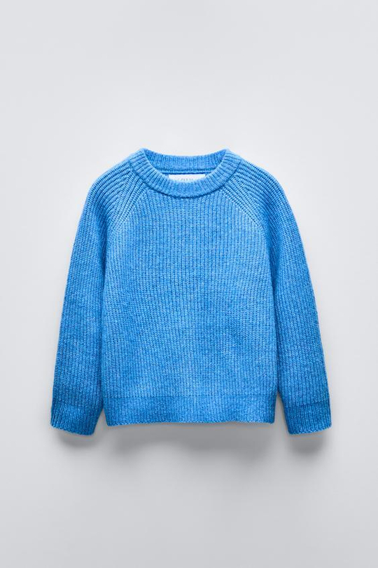 ZARA ТРИКОТАЖНЫЙ СВИТЕР, ВАСИЛЬКОВЫЙ