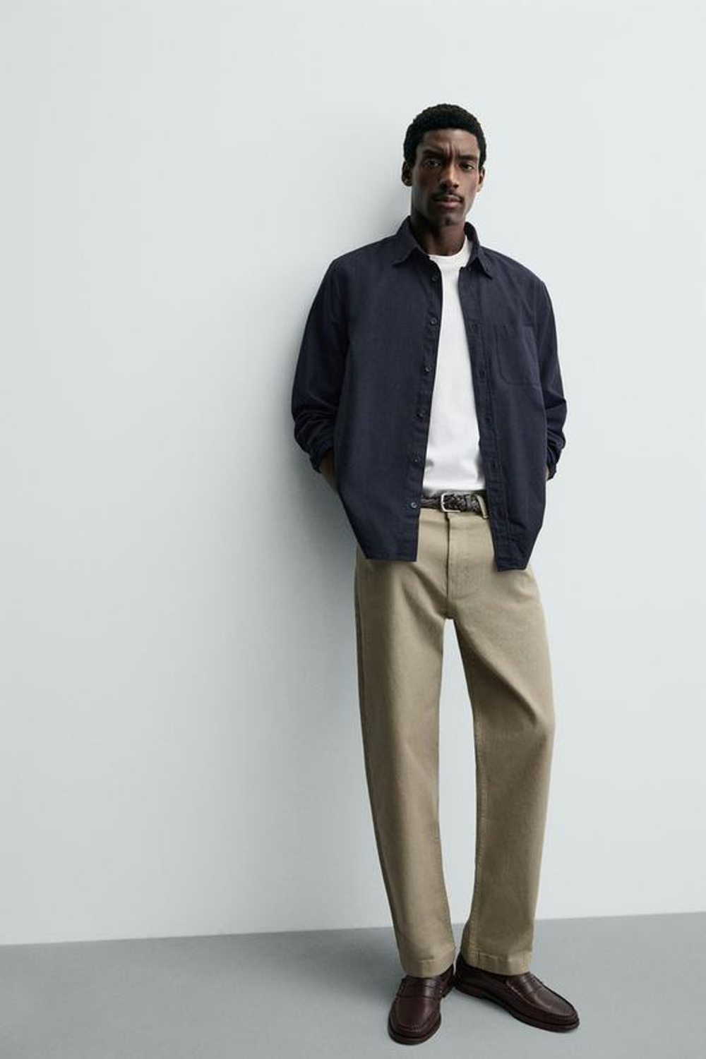 ZARA БРЮКИ STRAIGHT FIT, СВЕТЛЫЙ ХАКИ