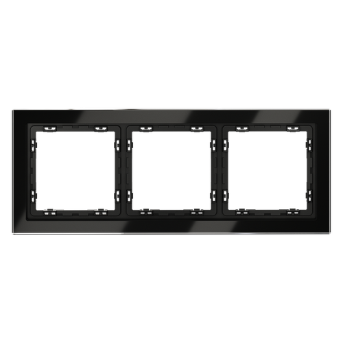 Рамка стеклянная VOLTUM S70 на 3 поста, (черный,стекло)