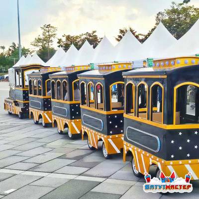 Безрельсовый паровозик «Сияющий путь» 4 вагона, 17 мест, с подсветкой