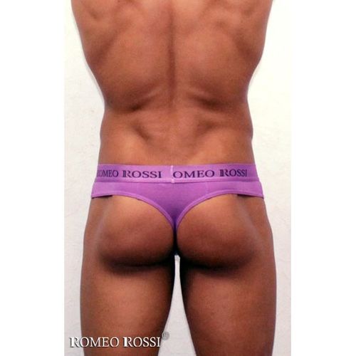 Мужские трусы стринги c резинкой Romeo Rossi сиреневые  RR1006-06