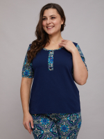 Футболка Ф-063Х/тсиний-зеленарабеска