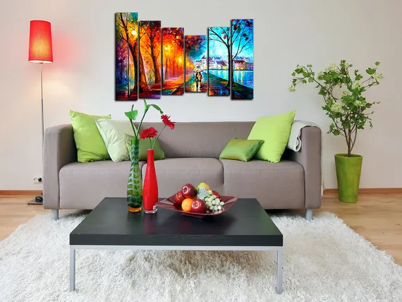 Модульная картина "Город у озера "