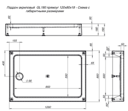 Душевой поддон Aquanet GL180 120x80