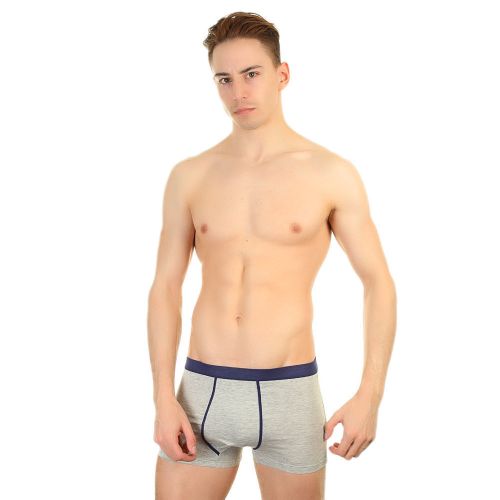 Мужские трусы боксеры серые меланж с синей окантовкой Romeo Rossi 29515