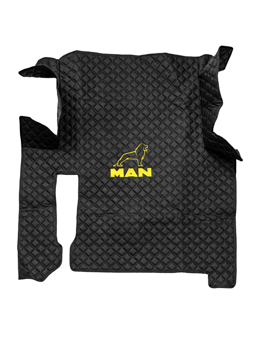 Ковры MAN TGX (автомат, механика) (экокожа, черный, черный кант, желтая вышивка)