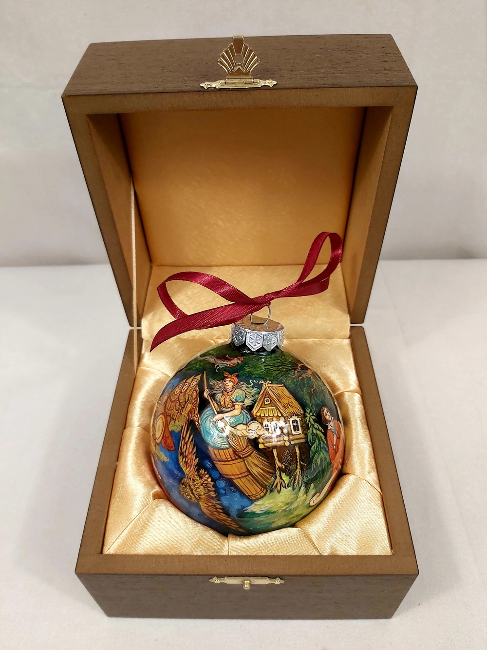 Шар новогодний с круговой росписью "А.С.Пушкин. Лукоморье" в футляре