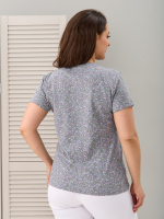 Футболка Фкл-192/оливковый-голубыецветы