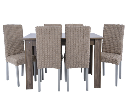 Чехол на стул без оборки со спинкой, цвет Какао, Набор 2 шт.