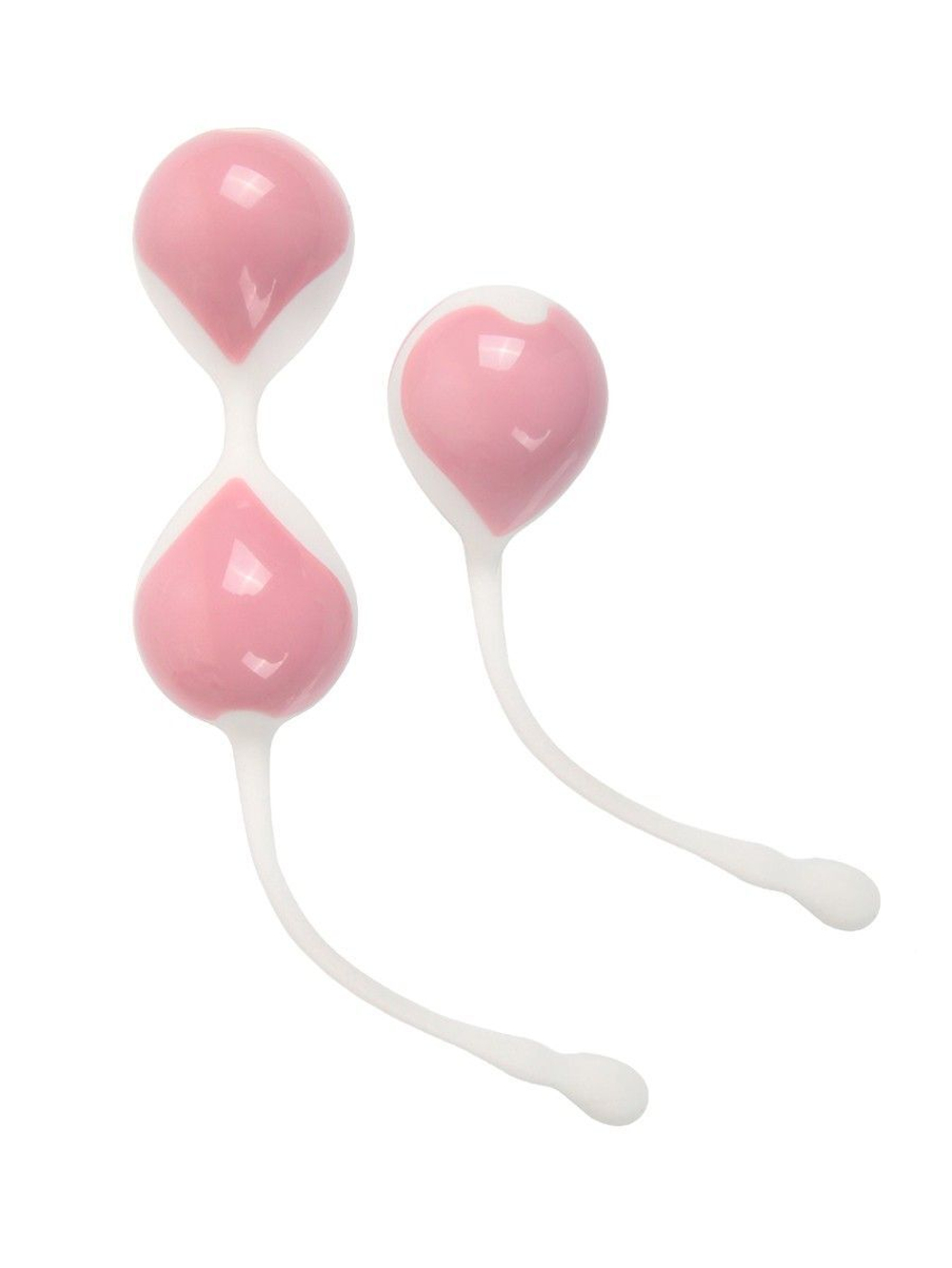 Набор розово-белых вагинальных шариков: двойные и одинарный