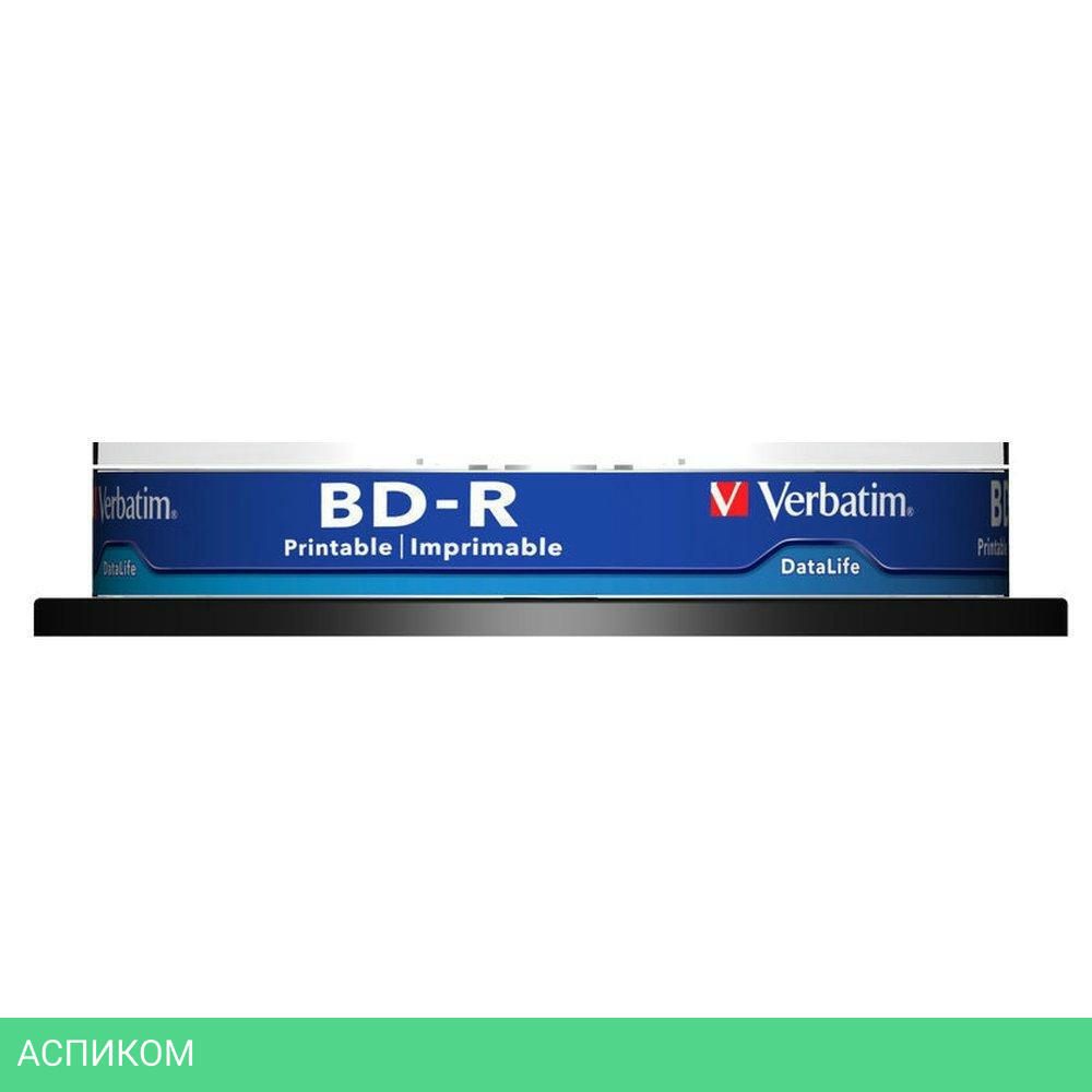 BD-R диск Verbatim 25Gb 6x Cake Box Printable Light Scribe 10шт (43804)