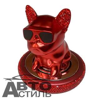 Ароматизатор-игрушка -на торпеду- Собачка Бульдог -(сух)- YC-15ISR бледно красный
