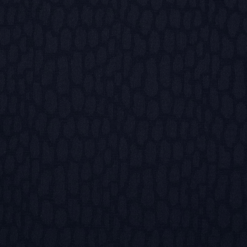 Костюмная ткань из шерсти с эластаном с леопардовыми пятнами в тёмно-синем цвете