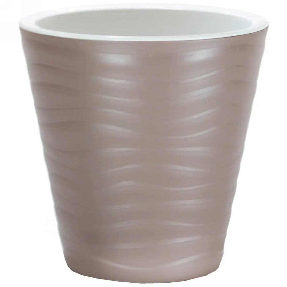 Кашпо для цветов пластиковое 2л d-15,5см «Валенсия» со вставкой мокко