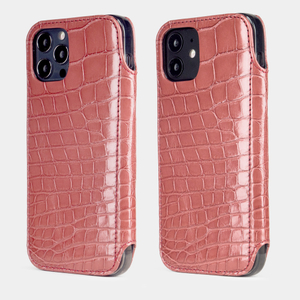 Чехол Benoit для iPhone 12/12Pro из кожи крокодила розового цвета