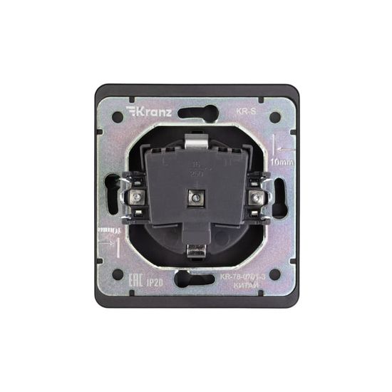 Розетка ROUND 1-ая с/з с/у, со шторками 16А оникс KRANZ