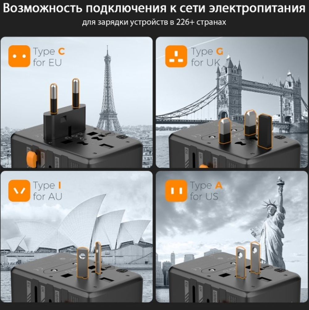 Зарядное устройство Tessan TS-WTA01 USB Type-C, USB 15 Вт черный