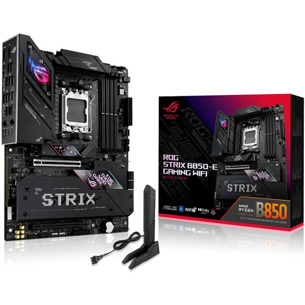 Материнская плата ASUS ROG STRIX B850-E GAMING WIFI (AM5/AMD B850/4xDDR5/2xPCI-Ex16/5xM.2/SB7.1/Wi-Fi/BT/DP/HDMI/ATX)