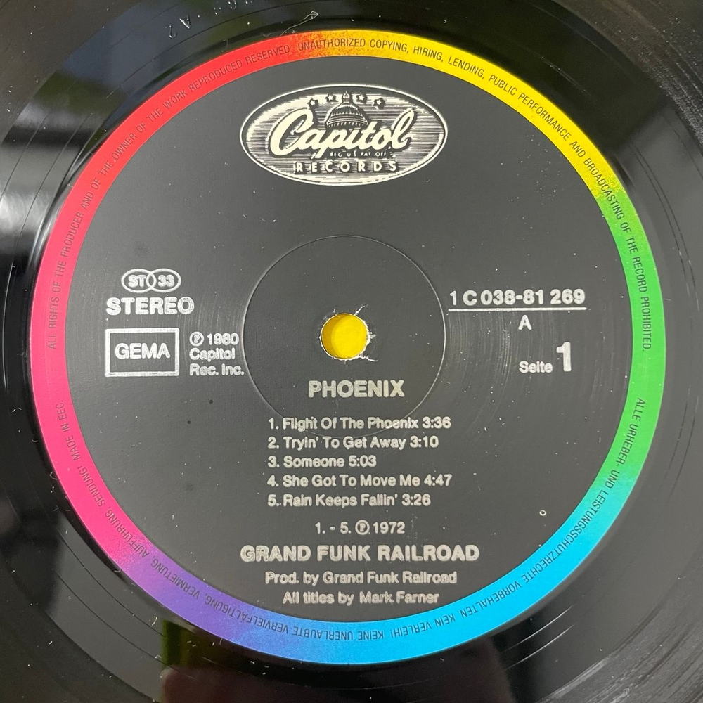 Винтажная виниловая пластинка LP Grand Funk Phoenix (Германия 1980)