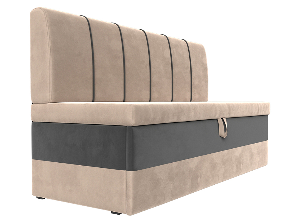 Диван кухонный прямой Энигма, Бежевый\Серый, Велюр, 112879