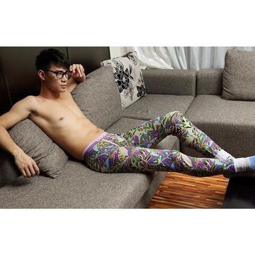 Мужские кальсоны с узором фиолетовые Cockcon MAN pants Violet 23715