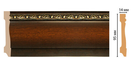 Плинтус напольный дюрополимер под дерево D195-51 95×14×2400 мм DecoMaster