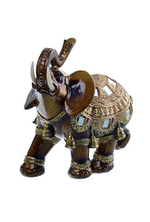 Статуэтка Слон в попоне, цвет коричневый, золотистый, стразы, зеркала, полистоун 17 см