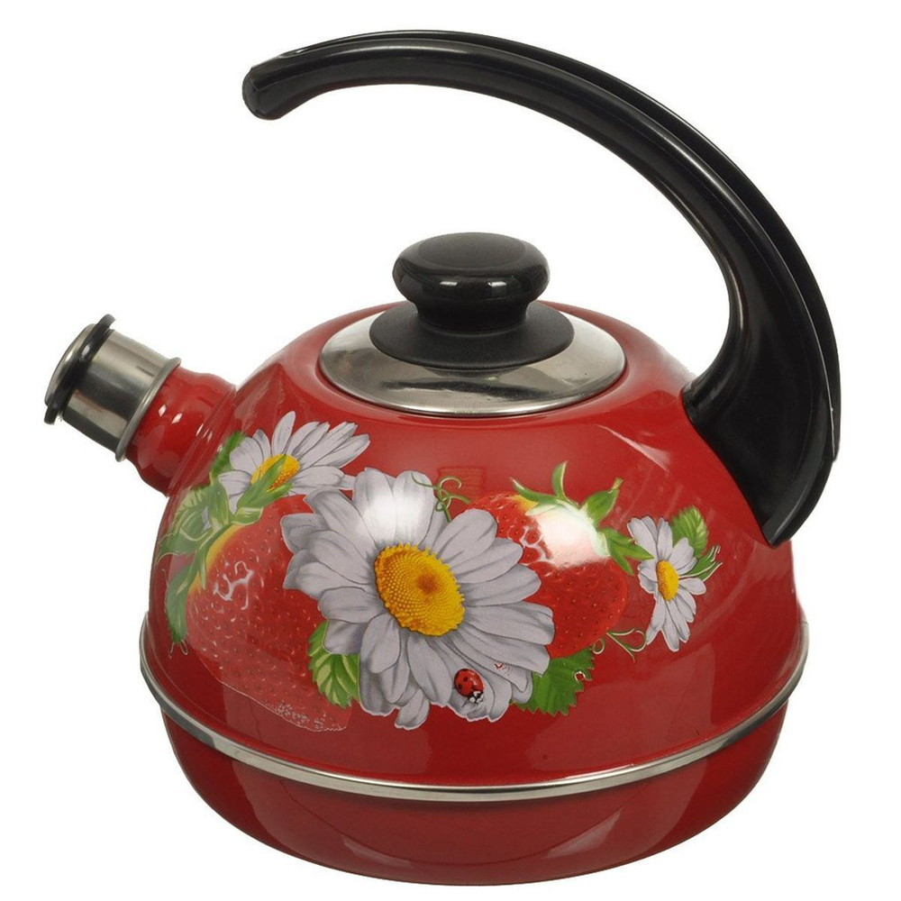 Чайник сталь, эмал, 3.5 л, свист, руч консоль, Рубин, С2215, бордо, T04/35/01/01/05/14