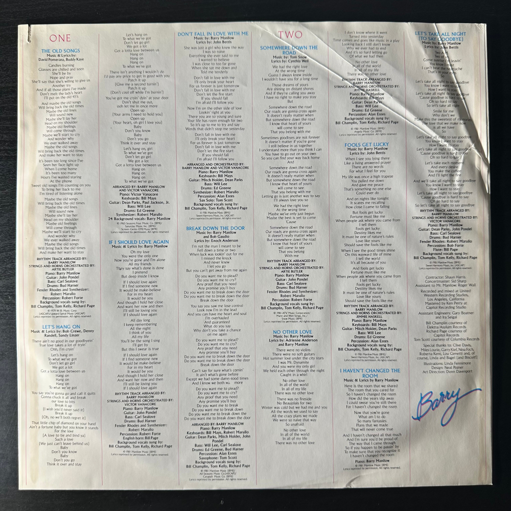 Barry Manilow ‎– If I Should Love Again (США 1981г.)