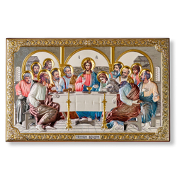 Тайная Вечеря, икона прямоугольная с рамкой, лик открыт, красное дерево, эмаль 215х340